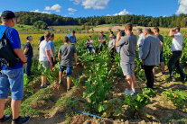 Exkursionsteilnehmer auf Feld