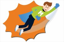 Comichafte Darstellung einer Personen, die eine Hand in die Luft streckt und fliegt